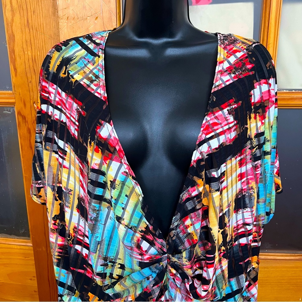 Joseph Ribkoff Abstract Sheer Tunic Blouse